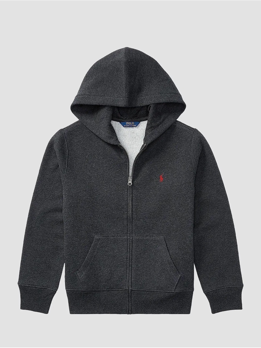 Ralph Lauren Charcoal Hoodie with Red Pony Logo